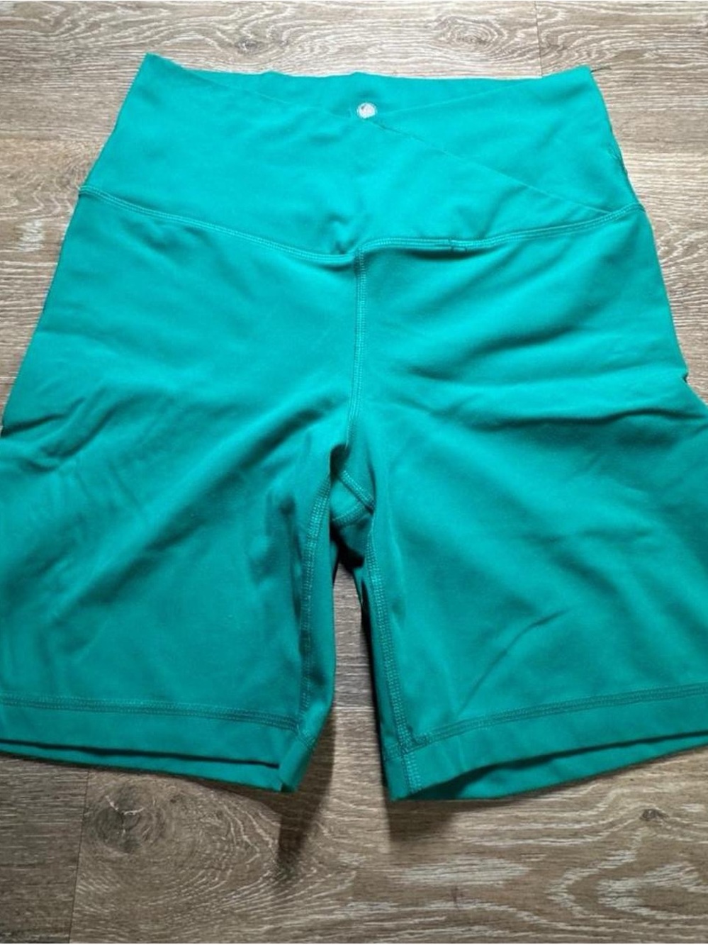 Yogalicious Teal High-Waist Athletic Bike Shorts
